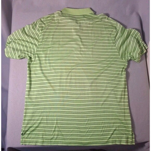 Amen Corner Polo Shirt XL Green Striped Masters Pima Logo Short Sleeve Preppy - Picture 6 of 6